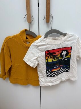 2T 24M Toddler boy Hanna Andersson 2pc bundle long short sleeve shirt yellow set
